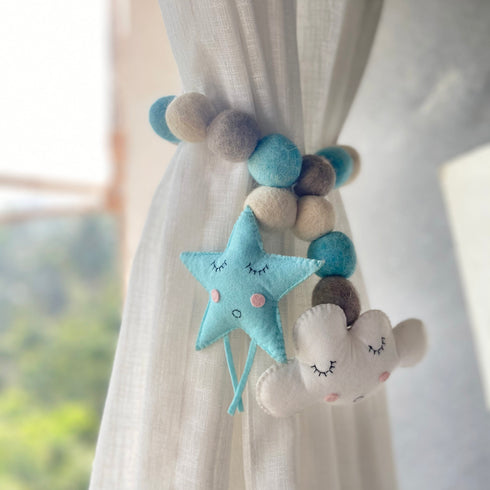 Cloud, Star and Felt Ball - Curtain Tie Pair